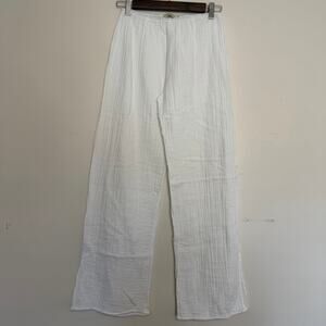 Stark X White Gauzey Cotton Ankle Split Wide Leg Casual Pull On Pants Size XS